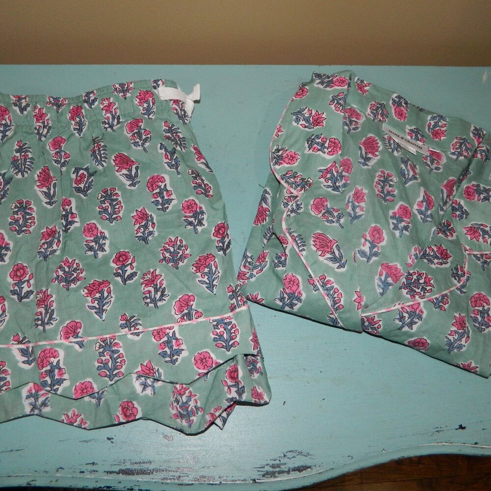 Mark & Graham Block Print Short Pajama Set Size M (UU-2)
